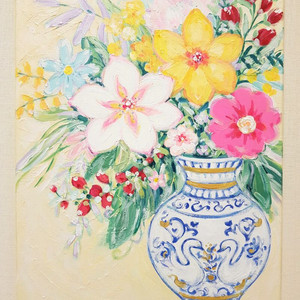 작가 꽃그림 원화 꽃병 그림
