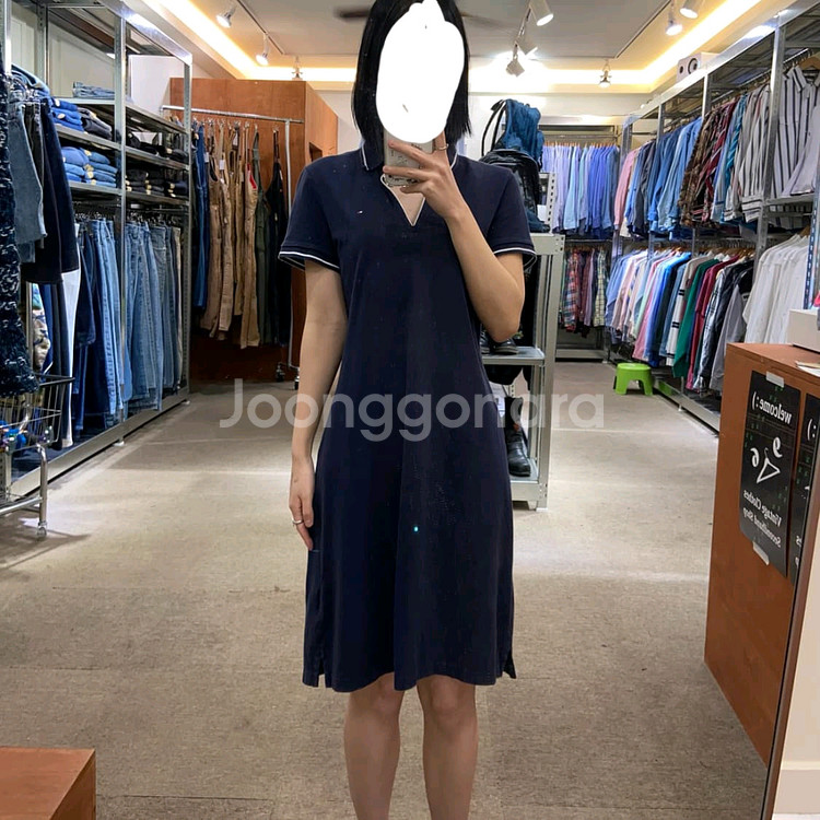 타미힐피거 브이넥 반팔 원피스--7