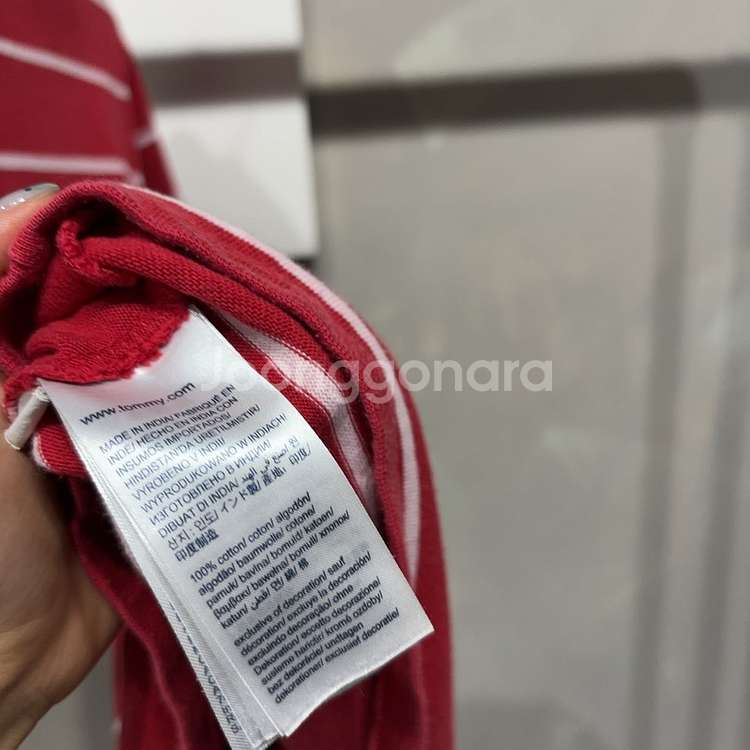 (90) 타미힐피거 여성 캐주얼 스트라이프 반팔 카라티--2