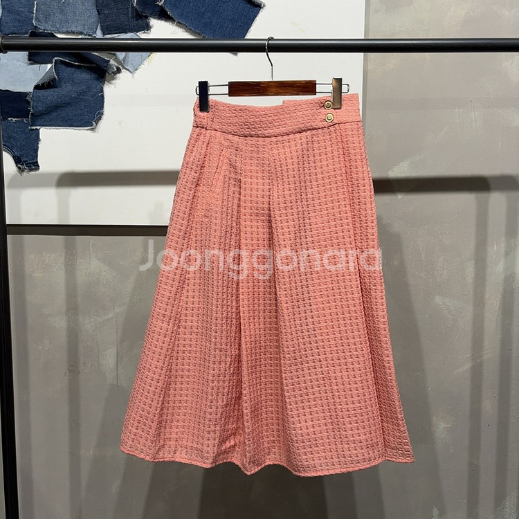 (26인치) 칼라거펠트 여성 캐주얼 트위드 플레어스커트--1