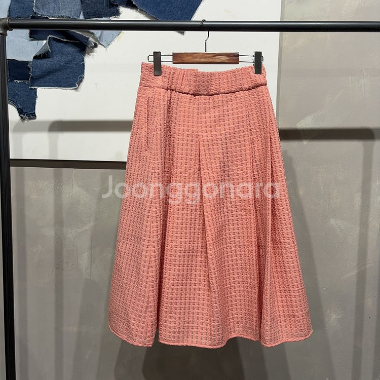 (26인치) 칼라거펠트 여성 캐주얼 트위드 플레어스커트--0