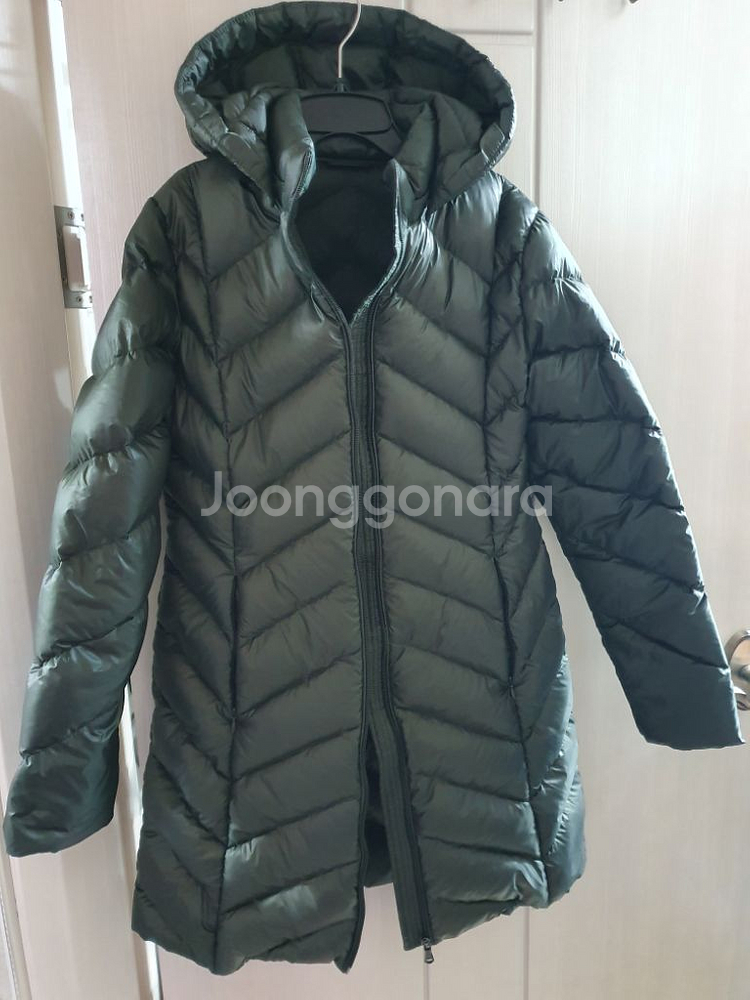 뱅뱅 후드 구스다운 롱 패딩 95 카키 새상품 거위털--2