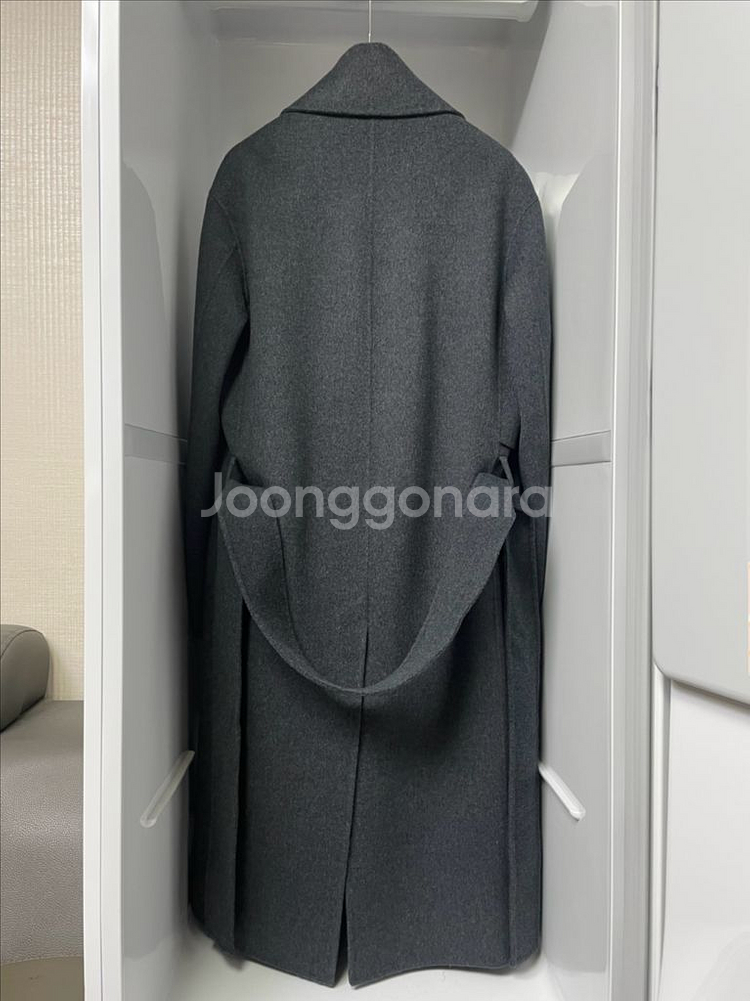 타임옴므 그레이 캐시미어 건플랩 벨티드 코트 95사이즈--1