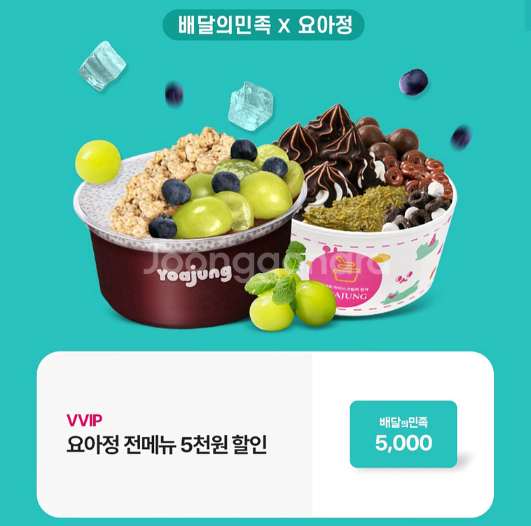 요아정 배민 배달의민족 5천원 할인쿠폰--0