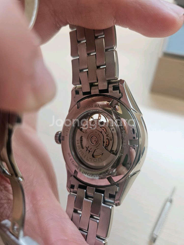 해밀턴 재즈마스터 오픈하트 샴페인 42mm--1