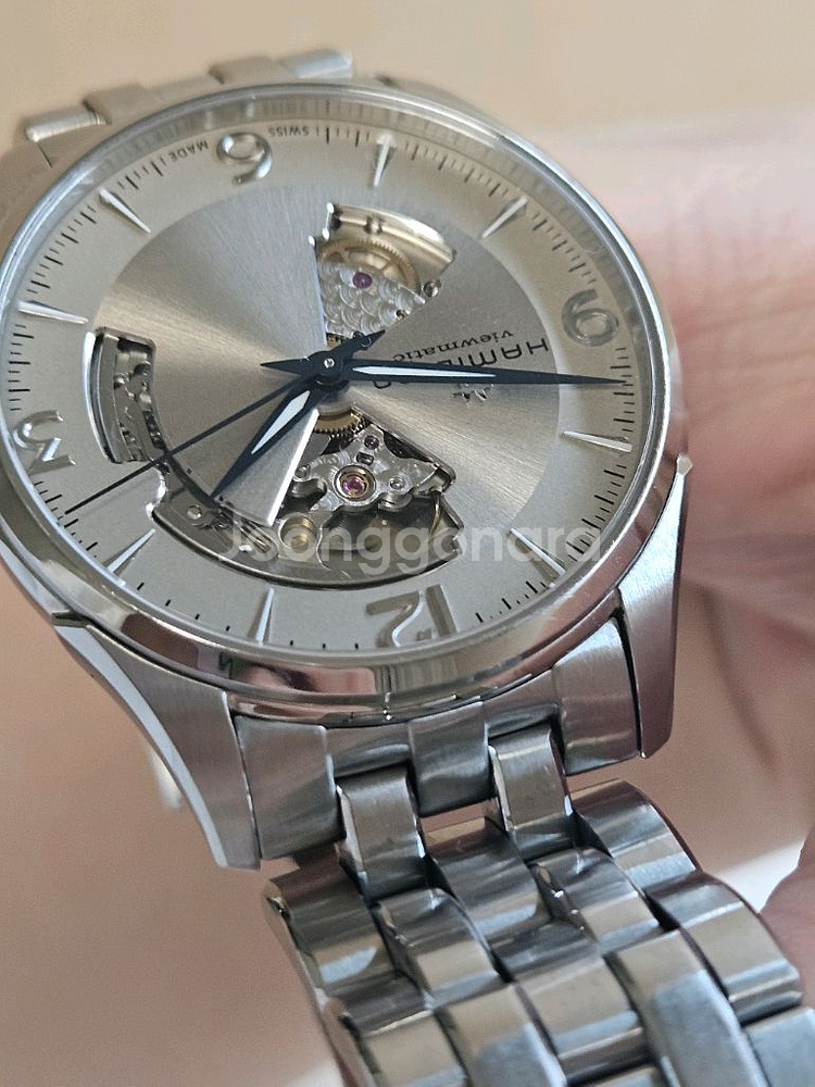 해밀턴 재즈마스터 오픈하트 샴페인 42mm--5