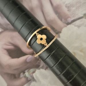 18k 두줄 꽃 반지