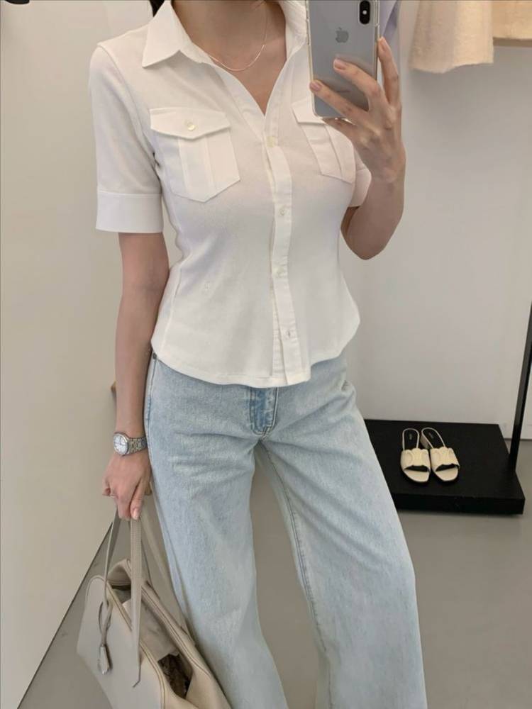 새상품) 라플라 헤더 포켓 티--1