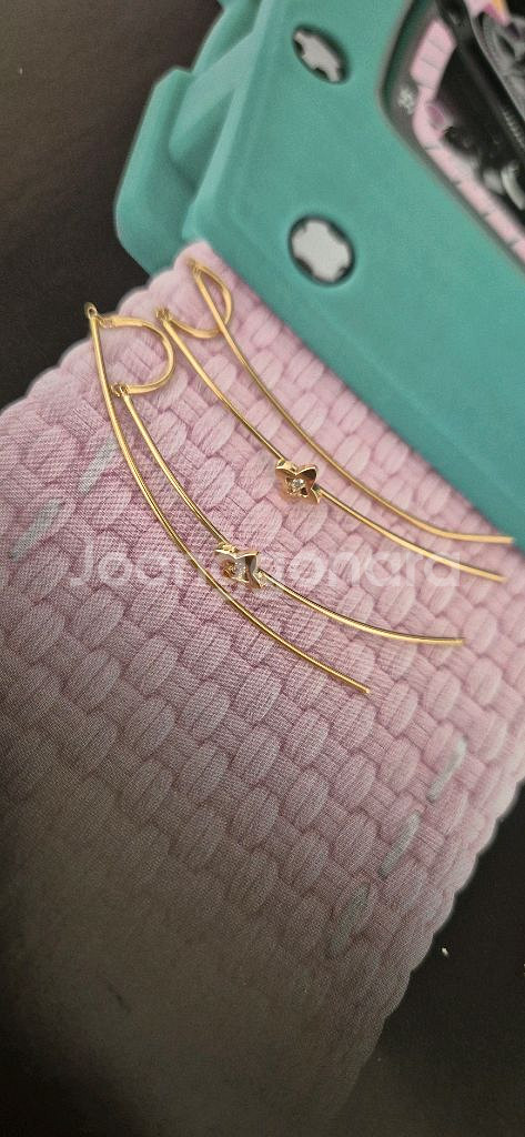 18k 와이어 언발 롱 귀걸이--2