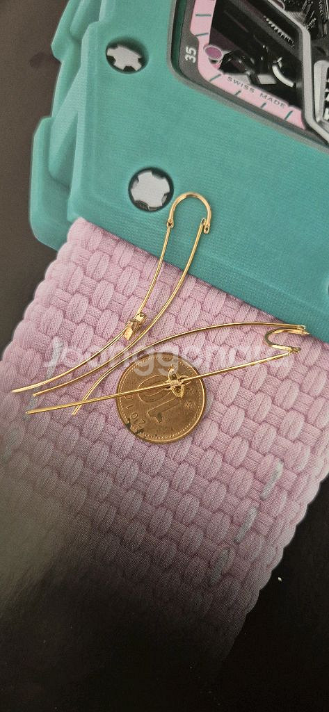 18k 와이어 언발 롱 귀걸이--3
