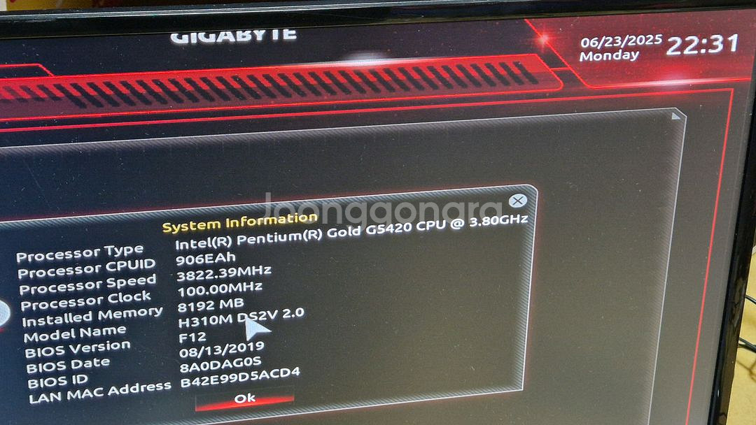 기가바이트 H310M DS2V 2.0 메인보드 반본체--9
