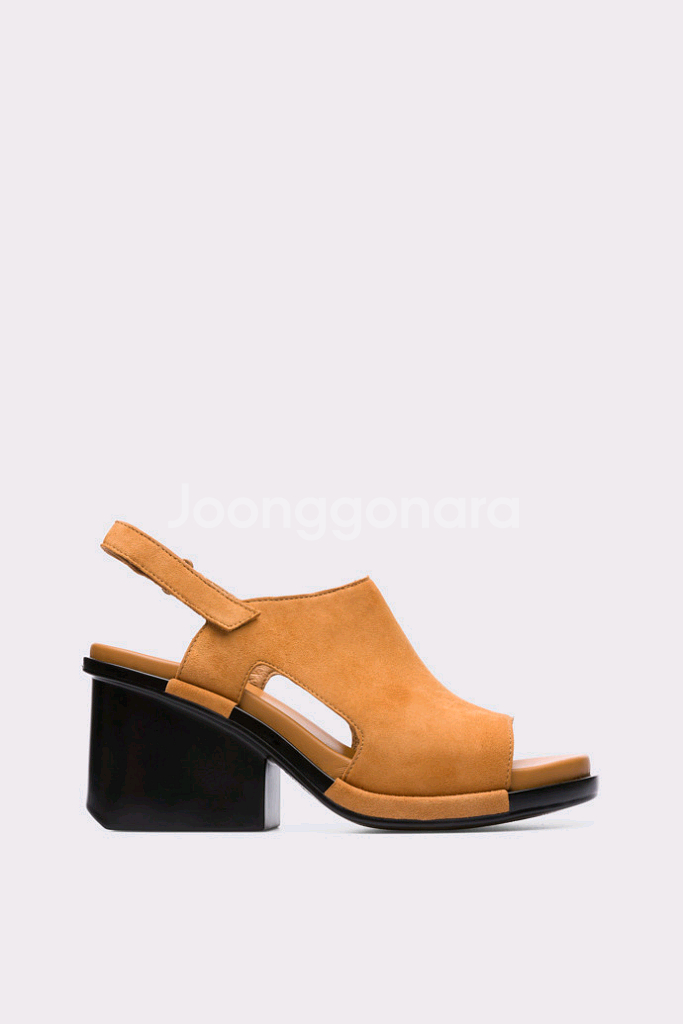 캠퍼 아이비 브라운 옐로우 스웨이드 샌들 8cm 225--1