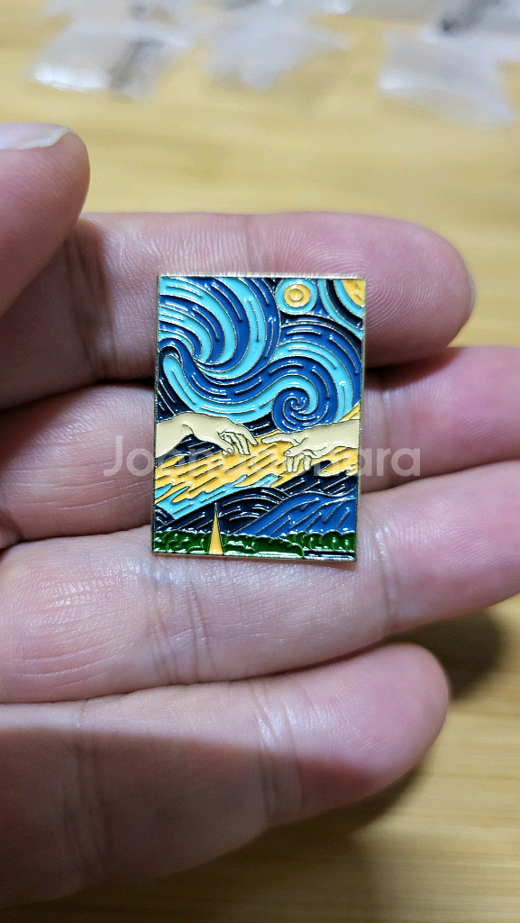 명화, 명작그림 패러디 금속뱃지, 패션 악세서리--8