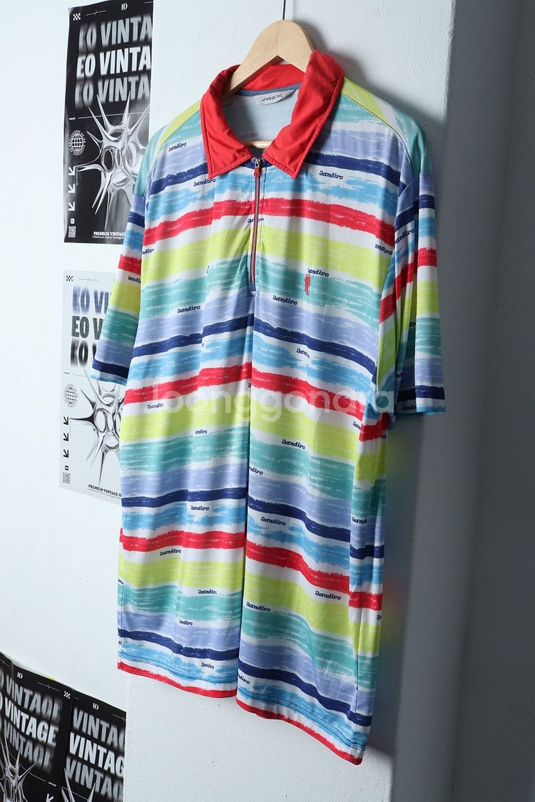(XL) 브랜드빈티지 반팔 카라 티셔츠 잔디로 반집업--2