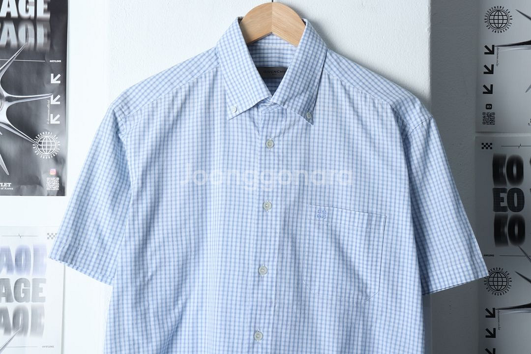 (L) 지방시 반팔셔츠 남방 체크 블루--1