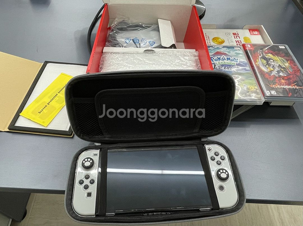닌텐도oled화이트(회색의 잔영,포켓몬스터)--4
