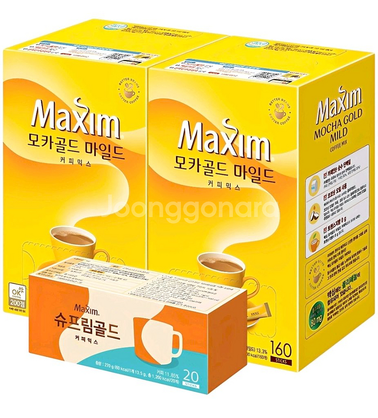 맥심 모카골드 320개 + 슈프림 20개--0