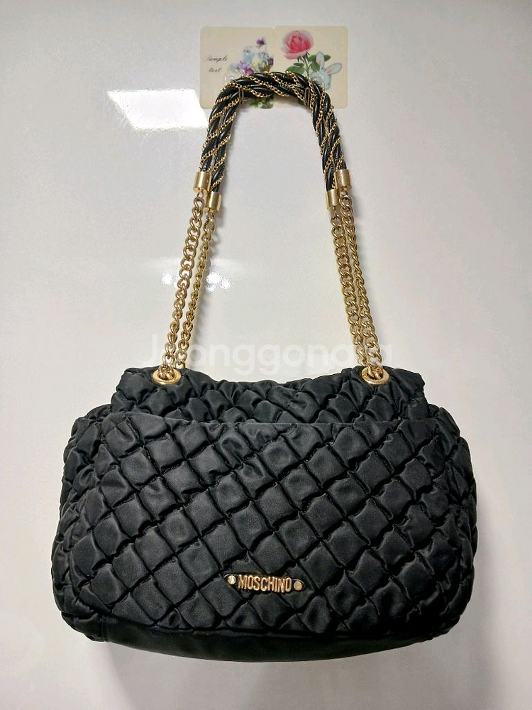 MOSCHINO 모스키노 골드체인퀼팅백--0