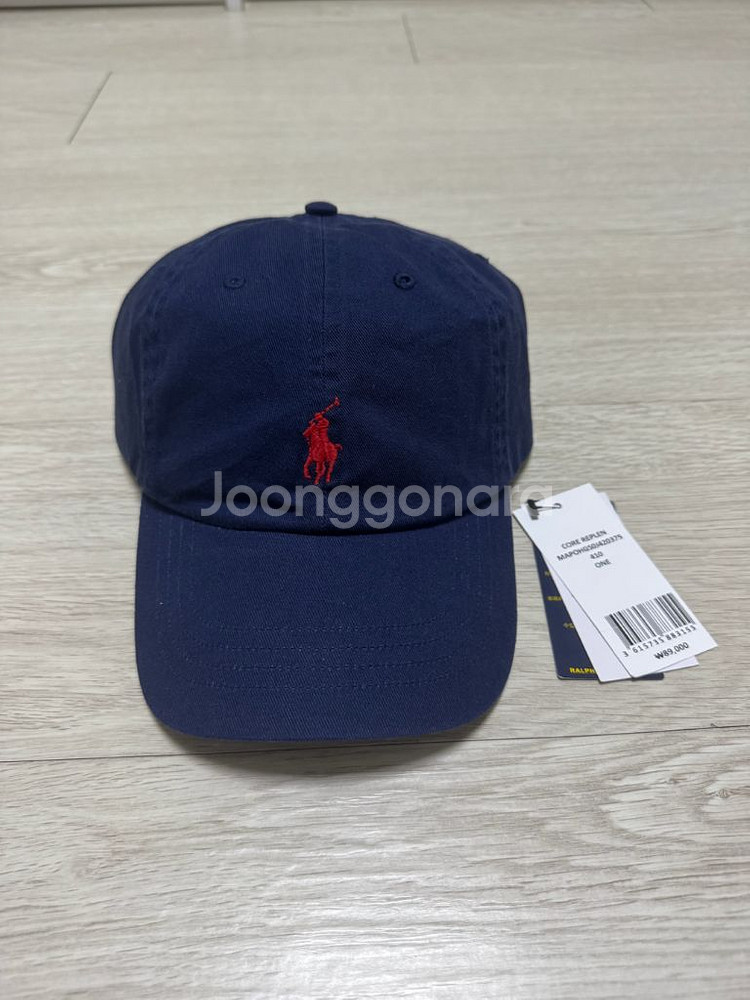 새제품 폴로 랄프로렌 코튼 치노 볼캡 네이비/레드--1