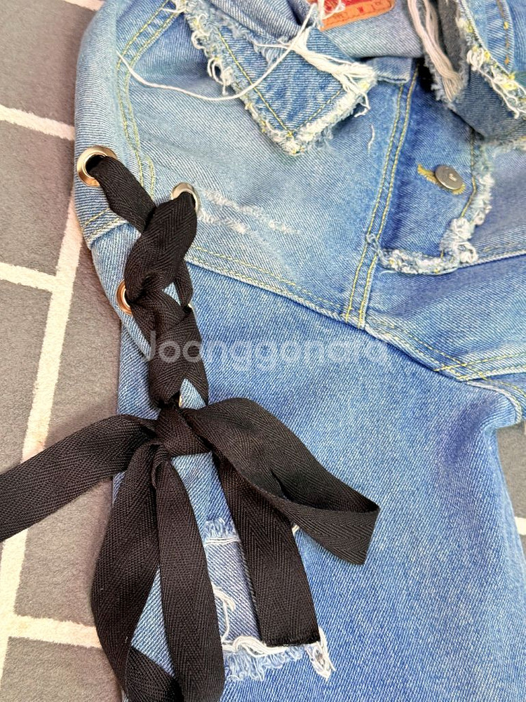 빈티지 리본 디스트로이드 데님 자켓 [ W / L ]--5