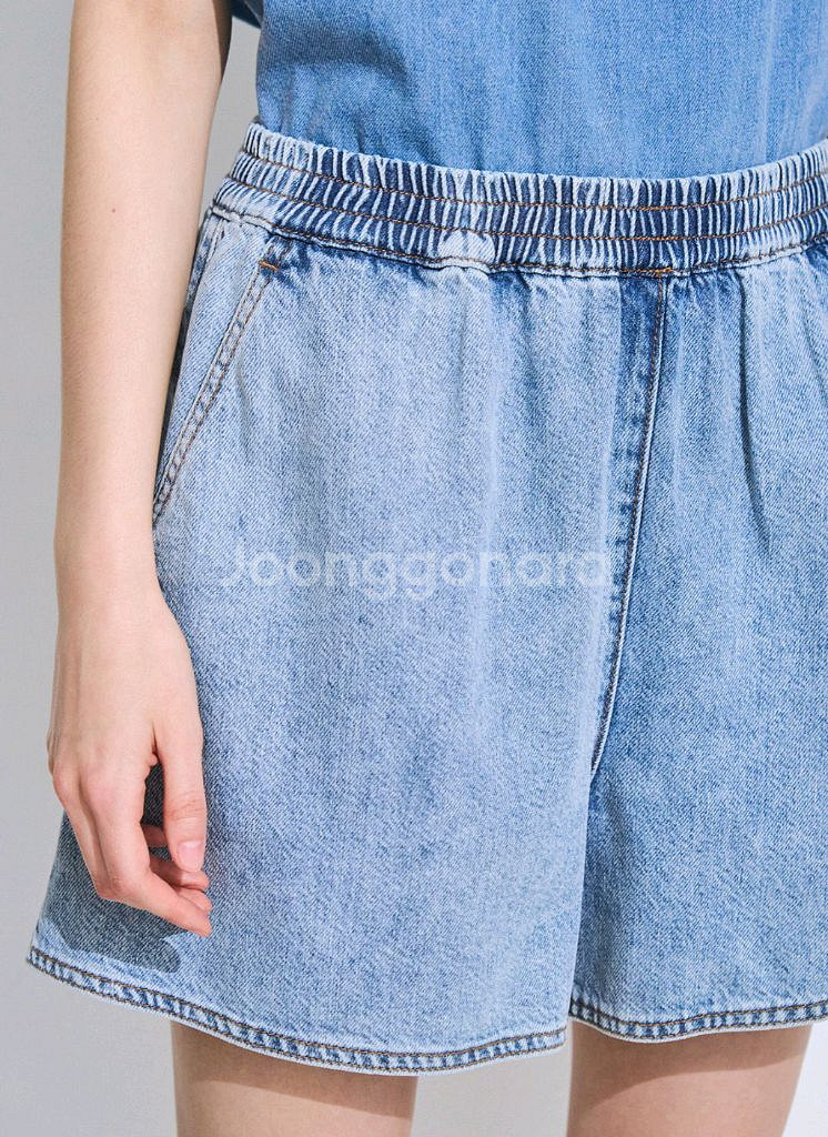 한섬 타임 밴딩 데님 반바지--3