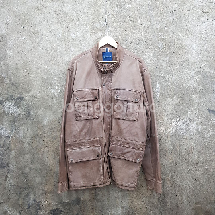 콜한 빈티지 브라운 레더 자켓 XXL 사이즈--0