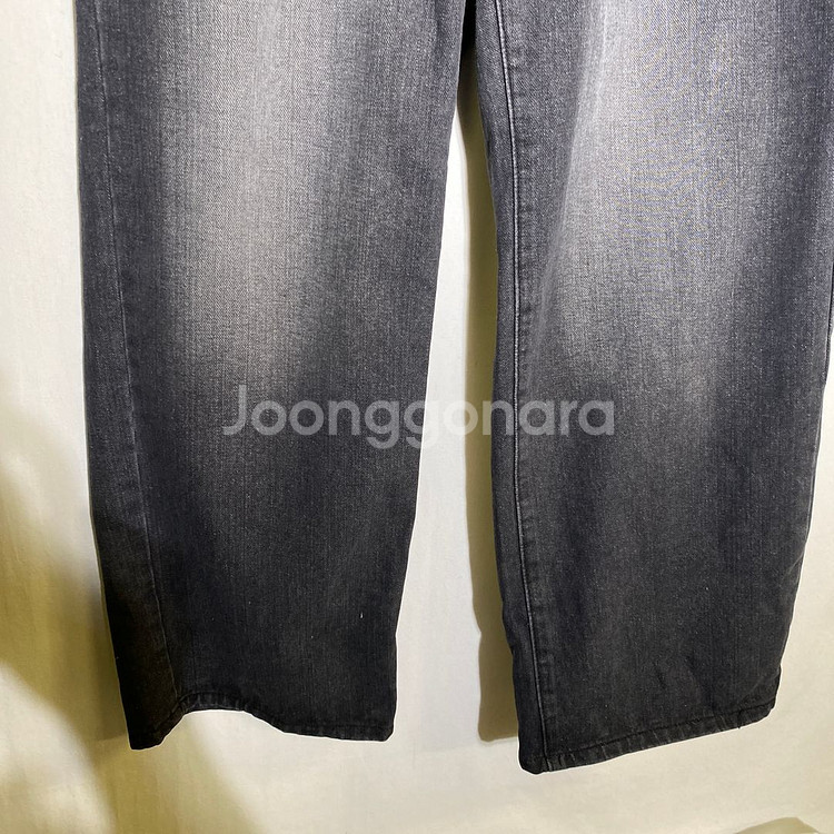 L)여성 와이드 허리밴딩 흑청 데님 팬츠--1