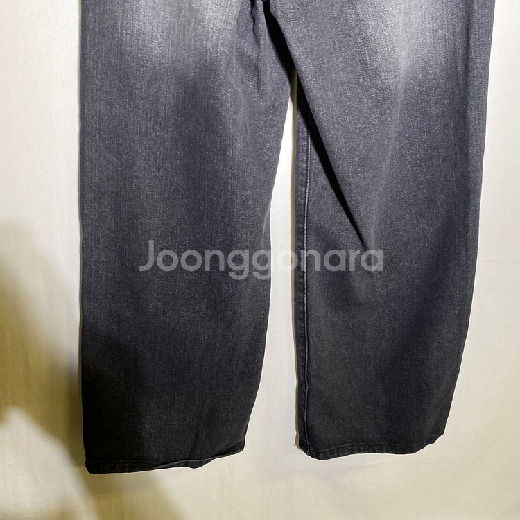 L)여성 와이드 허리밴딩 흑청 데님 팬츠--4