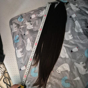 천연인모 흑갈색 붙임머리 20인치