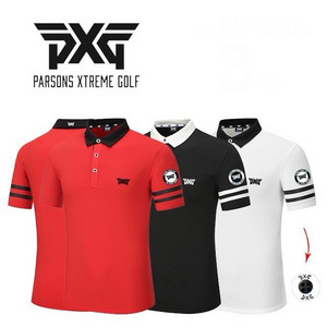 PXG 골프 남성 배색 완장 슬리브 반팔 카라티