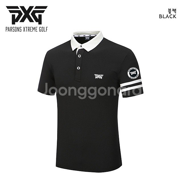 PXG 골프 남성 배색 완장 슬리브 반팔 카라티--1