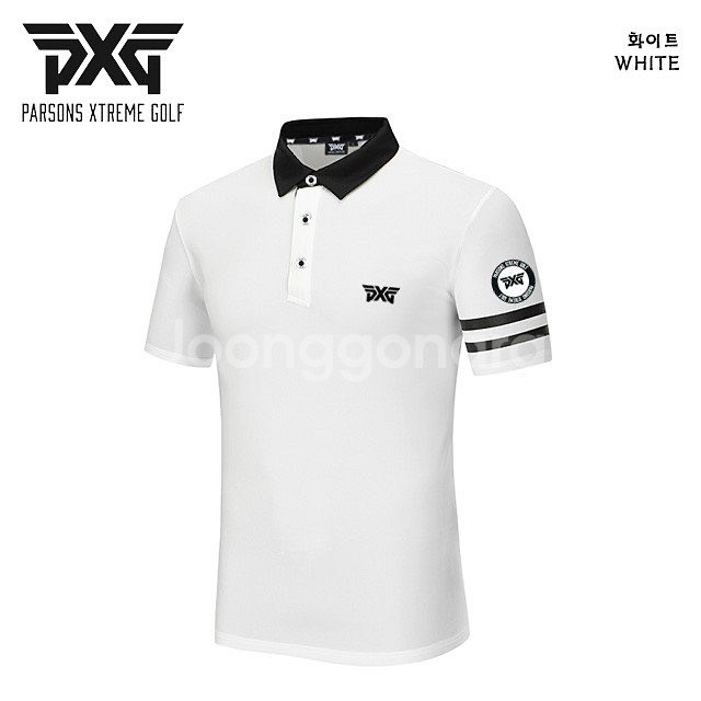 PXG 골프 남성 배색 완장 슬리브 반팔 카라티--2