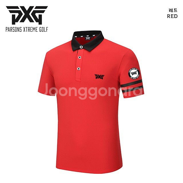 PXG 골프 남성 배색 완장 슬리브 반팔 카라티--3