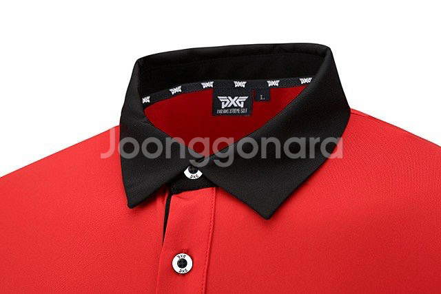 PXG 골프 남성 배색 완장 슬리브 반팔 카라티--5