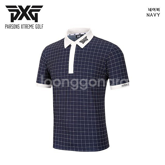 PXG 골프 남성 체크 냉감 아이스 반팔 카라티--2