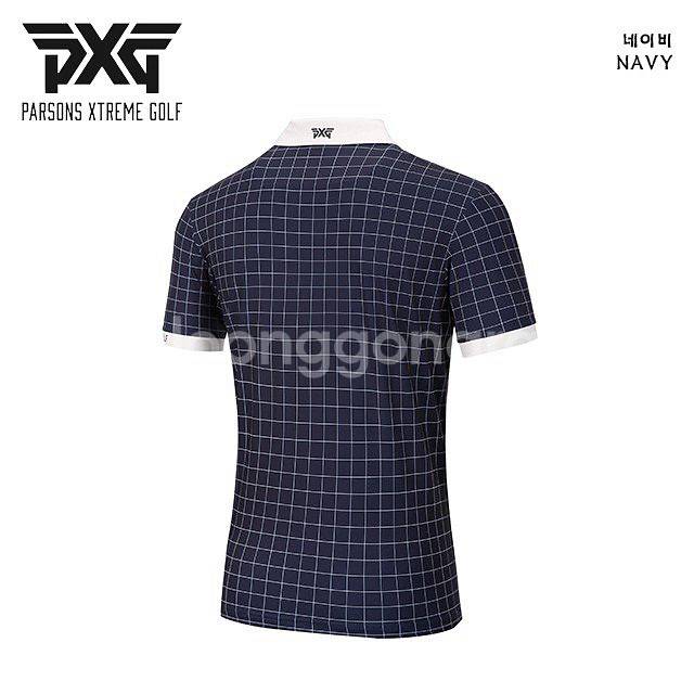 PXG 골프 남성 체크 냉감 아이스 반팔 카라티--3