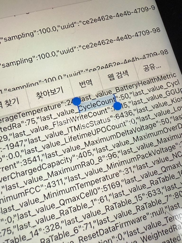 아이패드 미니5 액정손상/사이클 50/배터리 97--3