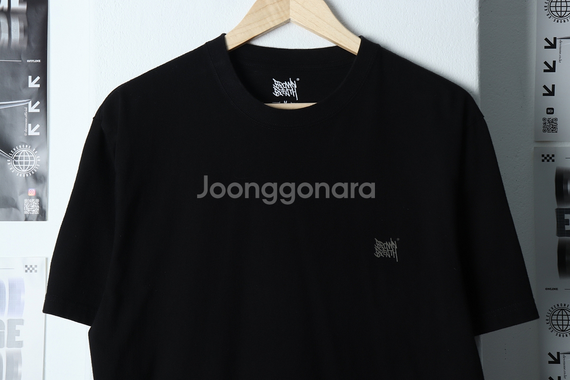 (M) 브라운브레스 반팔 티셔츠 로고 블랙 올드스쿨--0