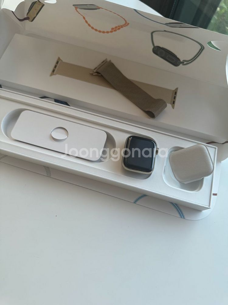 애플워치6 40mm 스테인레스 골드, 정품 밀레니즈루프--0