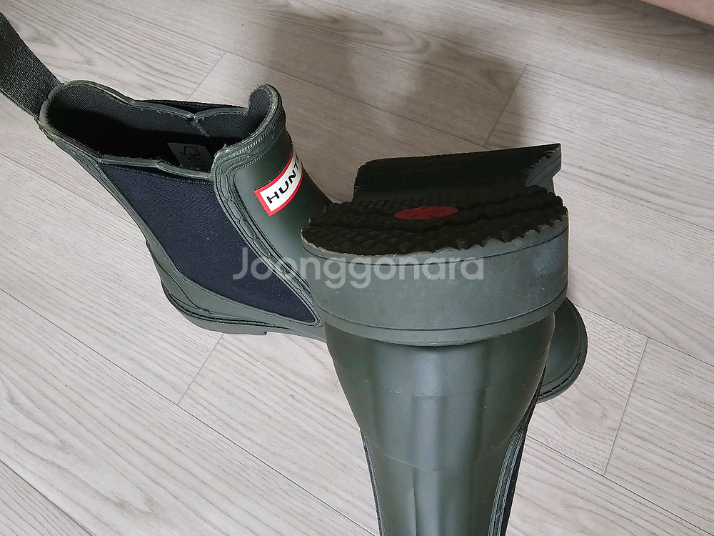 헌터 첼시 레인부츠 올리브 uk8 260-270--4