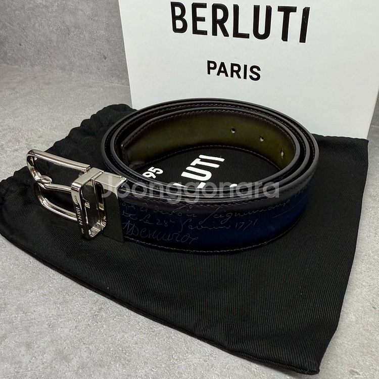 [정품]벨루티 스크리토 레터링 벨트--2