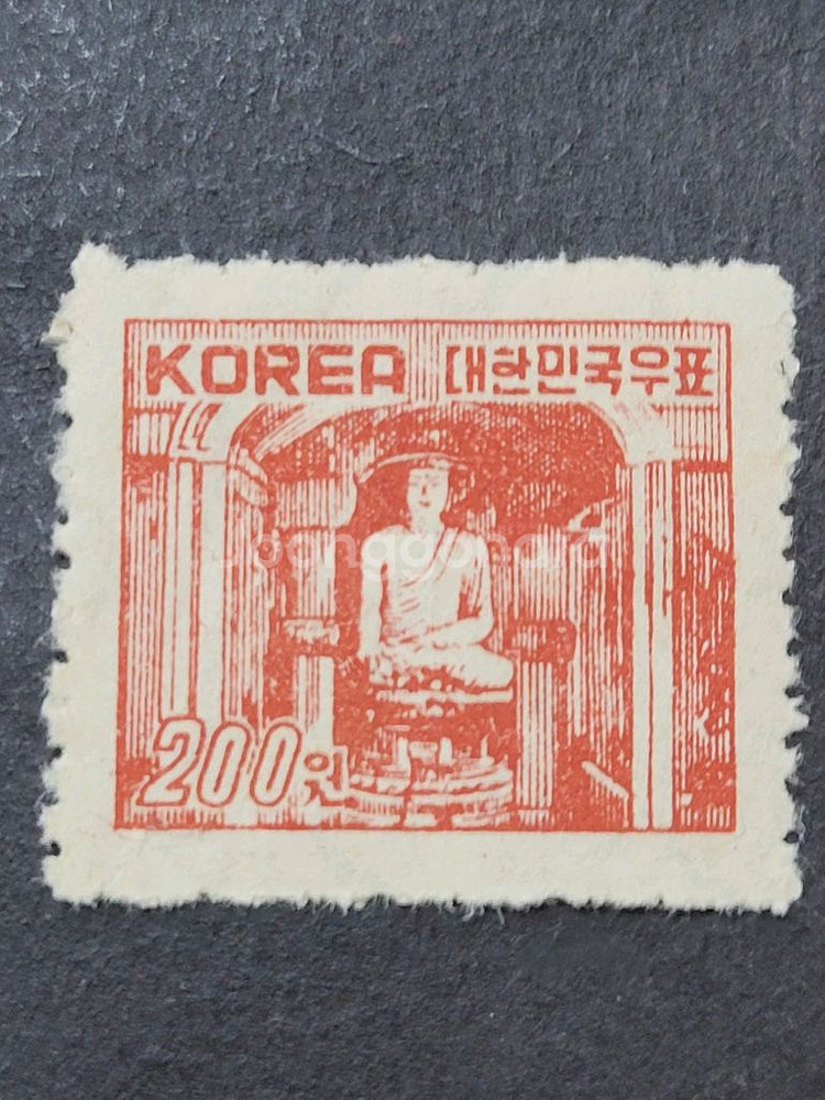 1952년 보통우표 석굴암 200원--0