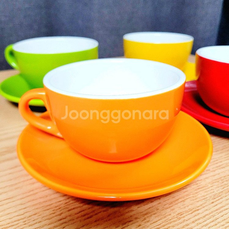 레인보우 라떼잔+잔받침 4세트 / 커피잔 320ml--1