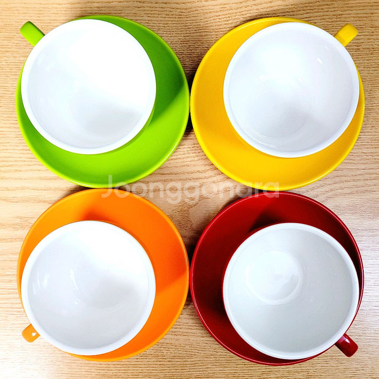 레인보우 라떼잔+잔받침 4세트 / 커피잔 320ml--5