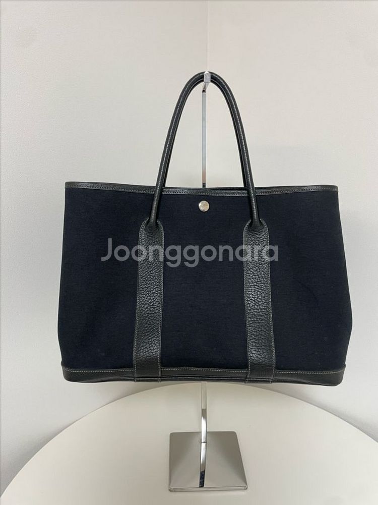 에르메스 가든파티36 토트백 캔버스 블랙--4