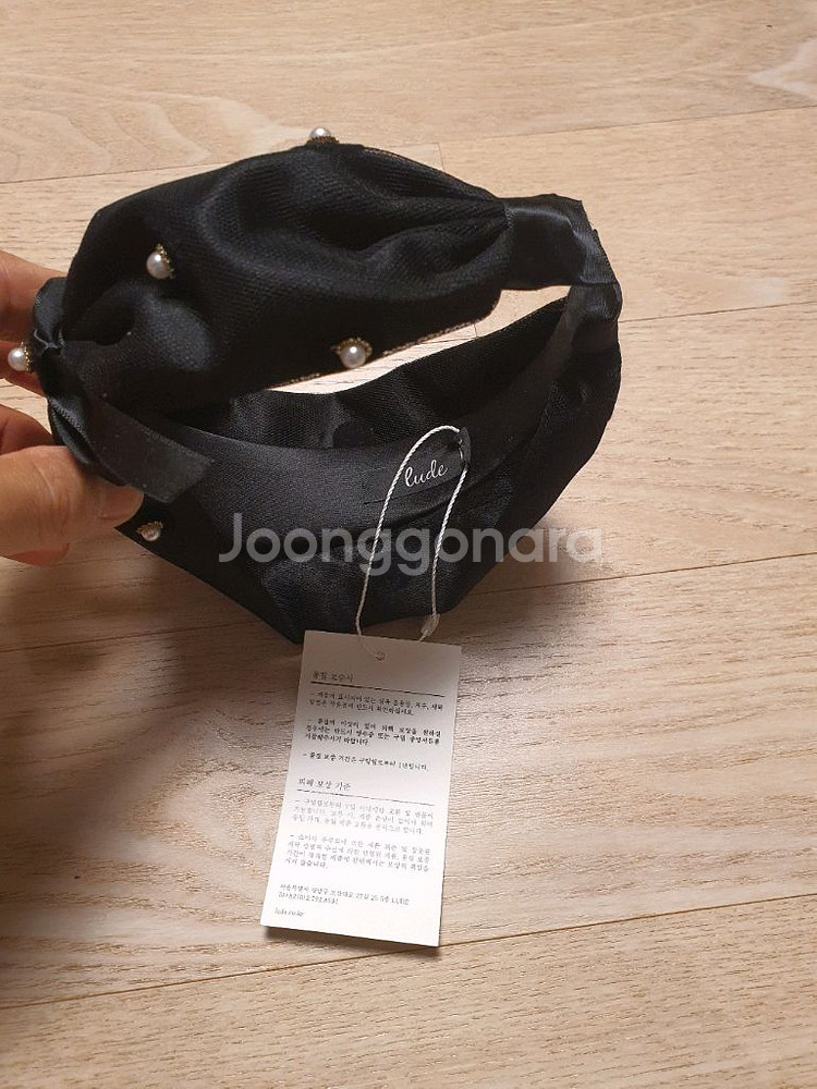 루드 와이드 리본 진주 헤어밴드--9