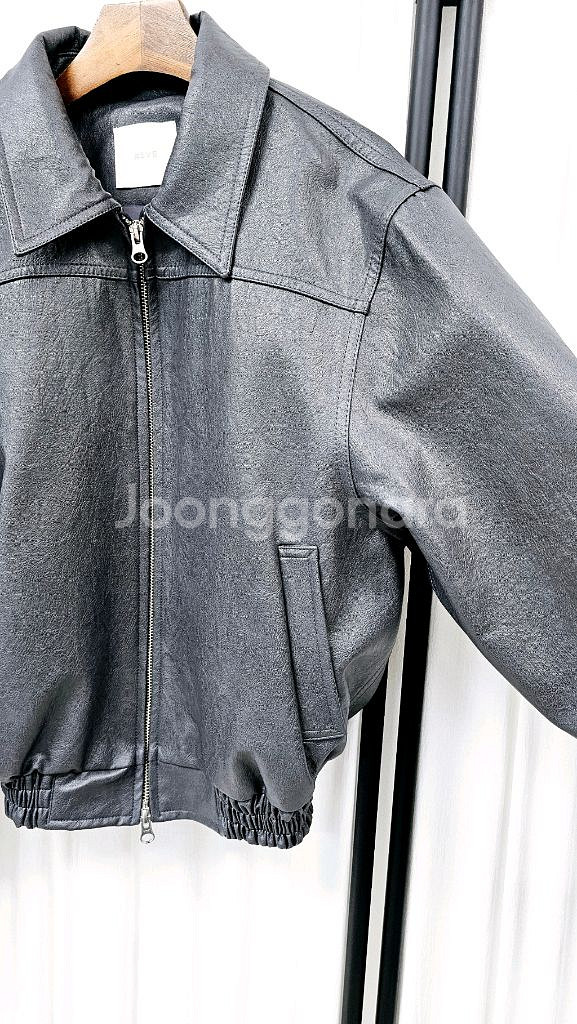 페이크 레더자켓 크롭 가죽 자켓--4