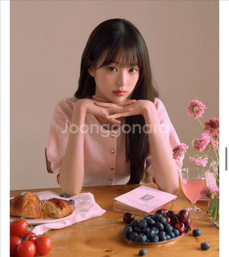 로라로라 볼륨 슬리브 하프 가디건 핑크--0
