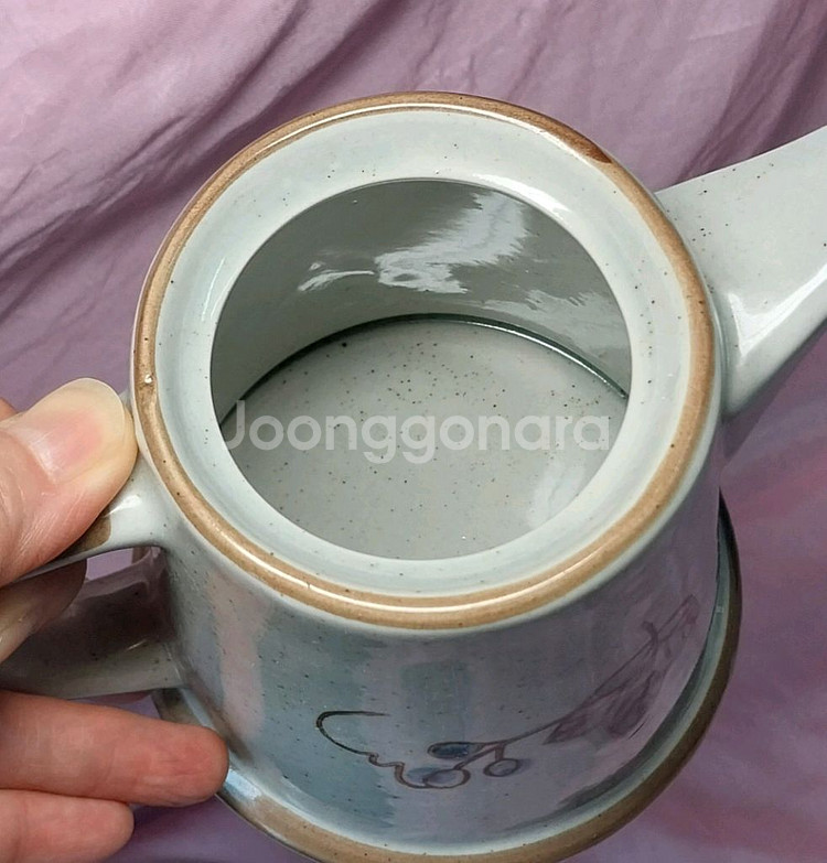 새제품 핸드메이드페인팅 도자기 다기잔4 주전자1개 세트--8