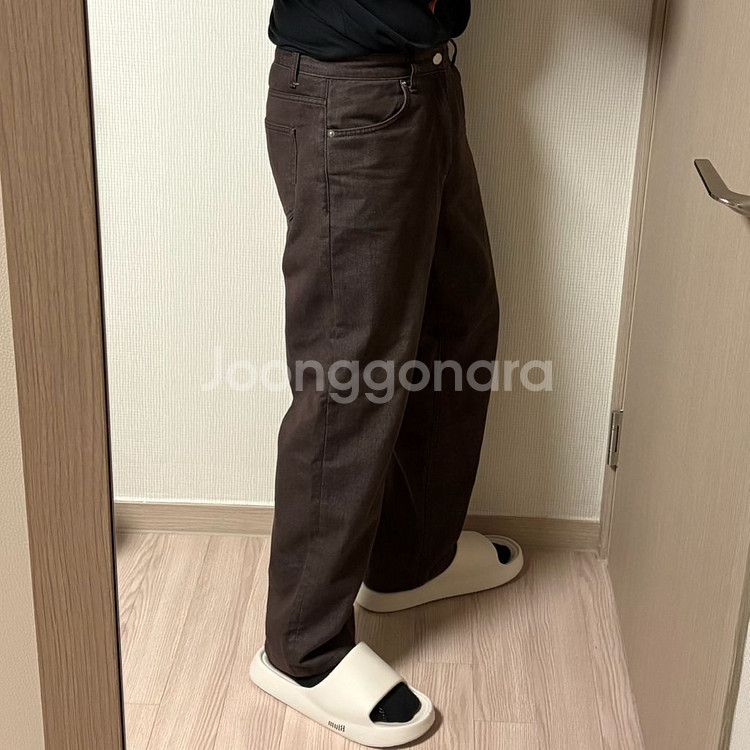 정품 브랜디드 와이드 데님팬츠 브라운 청바지 34인치--1